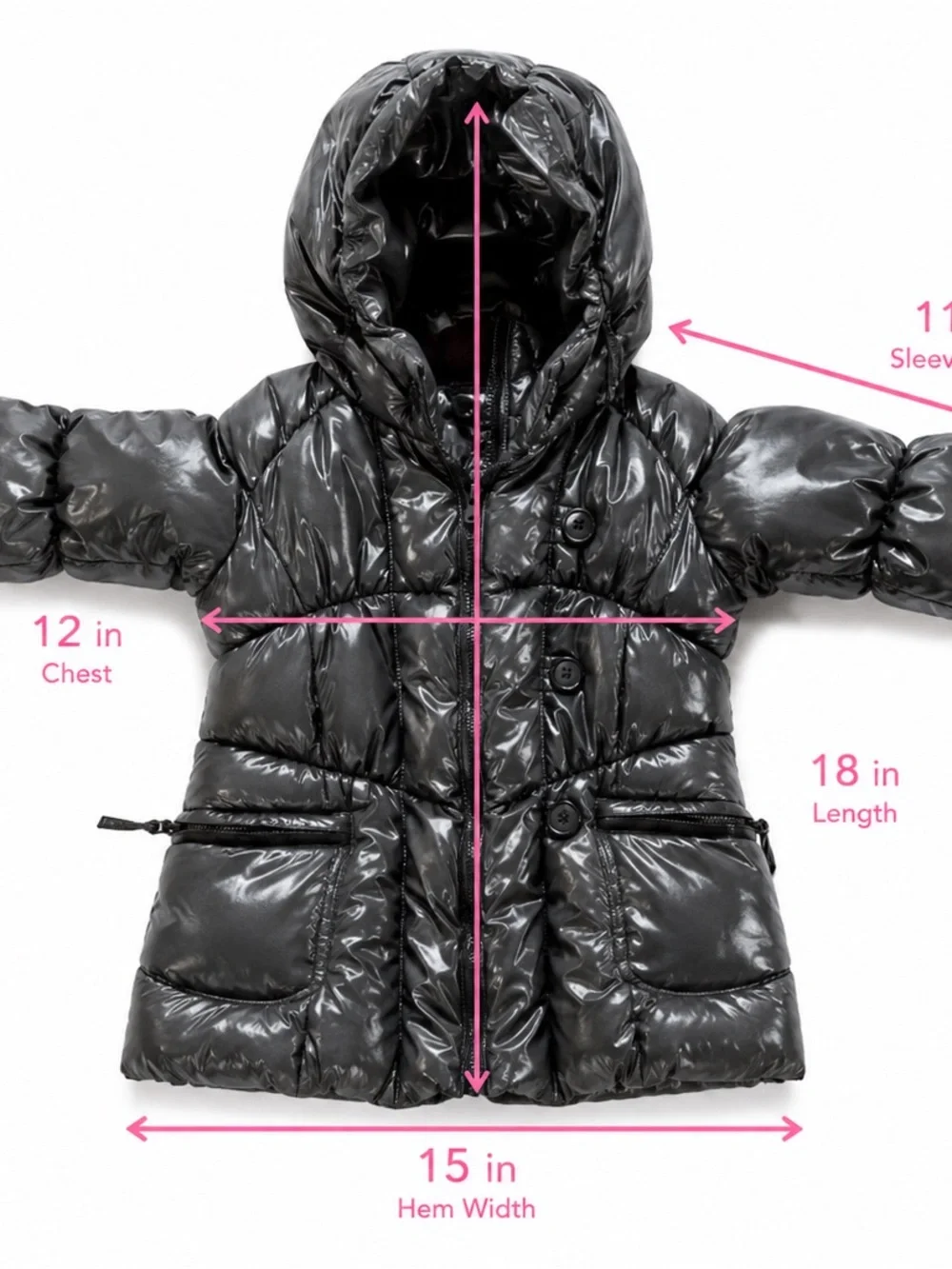 Baby Gap Black Glossy Puffer Coat 18–24M